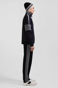 Sweatshirt col maillot en coton noir coupe Relaxed