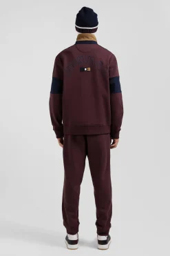 Sweatshirt col maillot en coton bordeaux coupe Relaxed