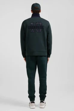 Sweatshirt col maillot en coton mélangé vert coupe Relaxed tissu carreaux