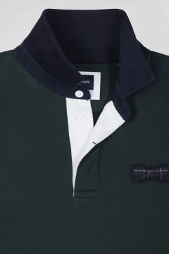 Sweatshirt col maillot en coton mélangé vert coupe Relaxed tissu carreaux