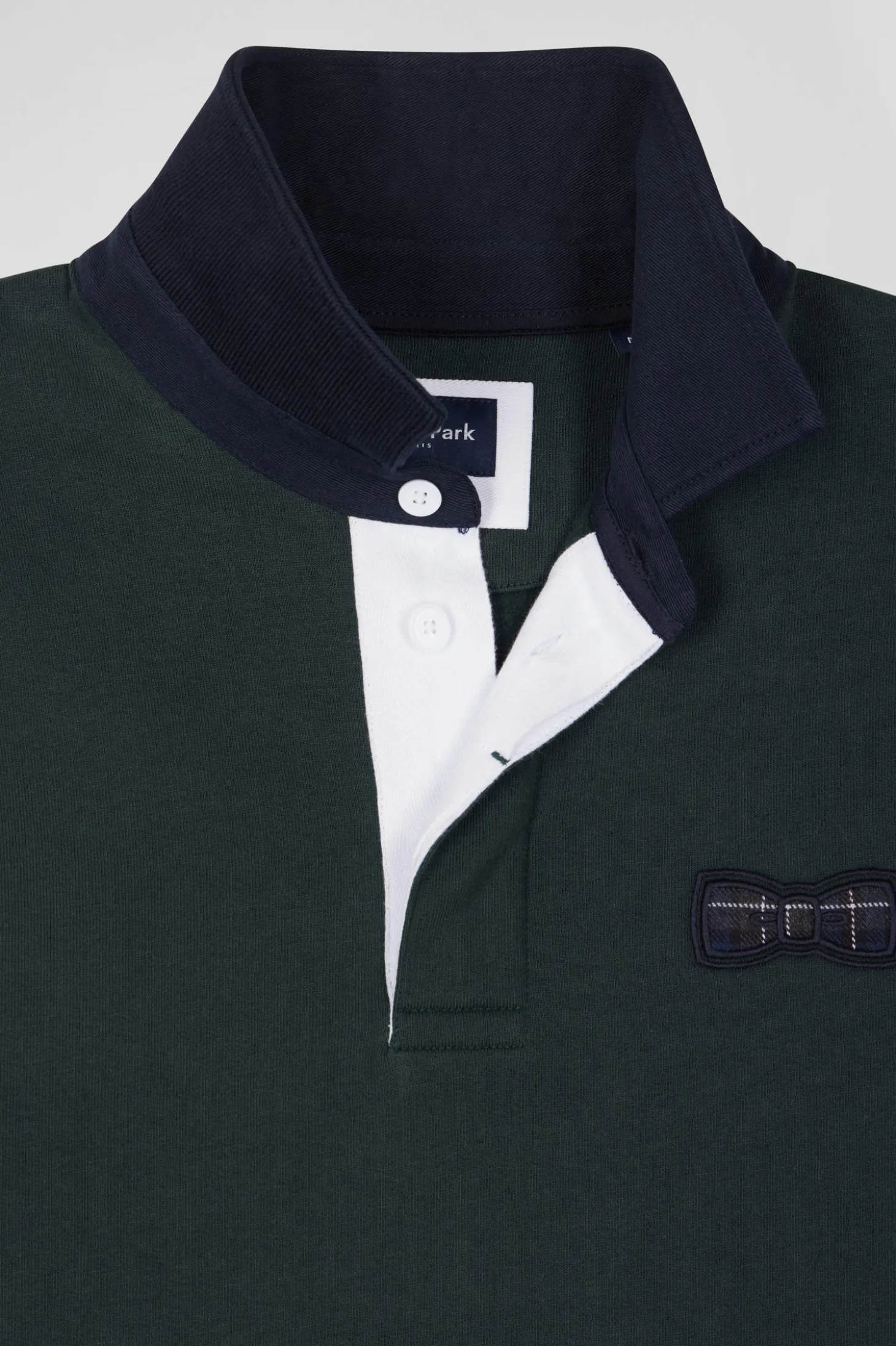 Sweatshirt col maillot en coton mélangé vert coupe Relaxed tissu carreaux
