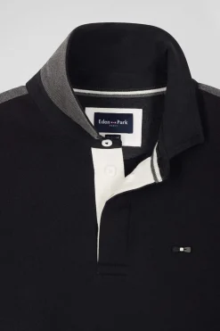 Sweatshirt col maillot en coton noir coupe Relaxed