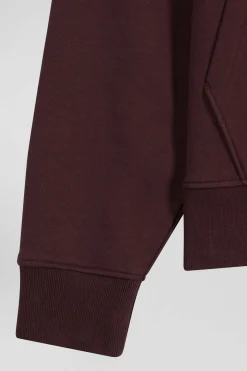 Sweatshirt col maillot en coton bordeaux coupe Relaxed