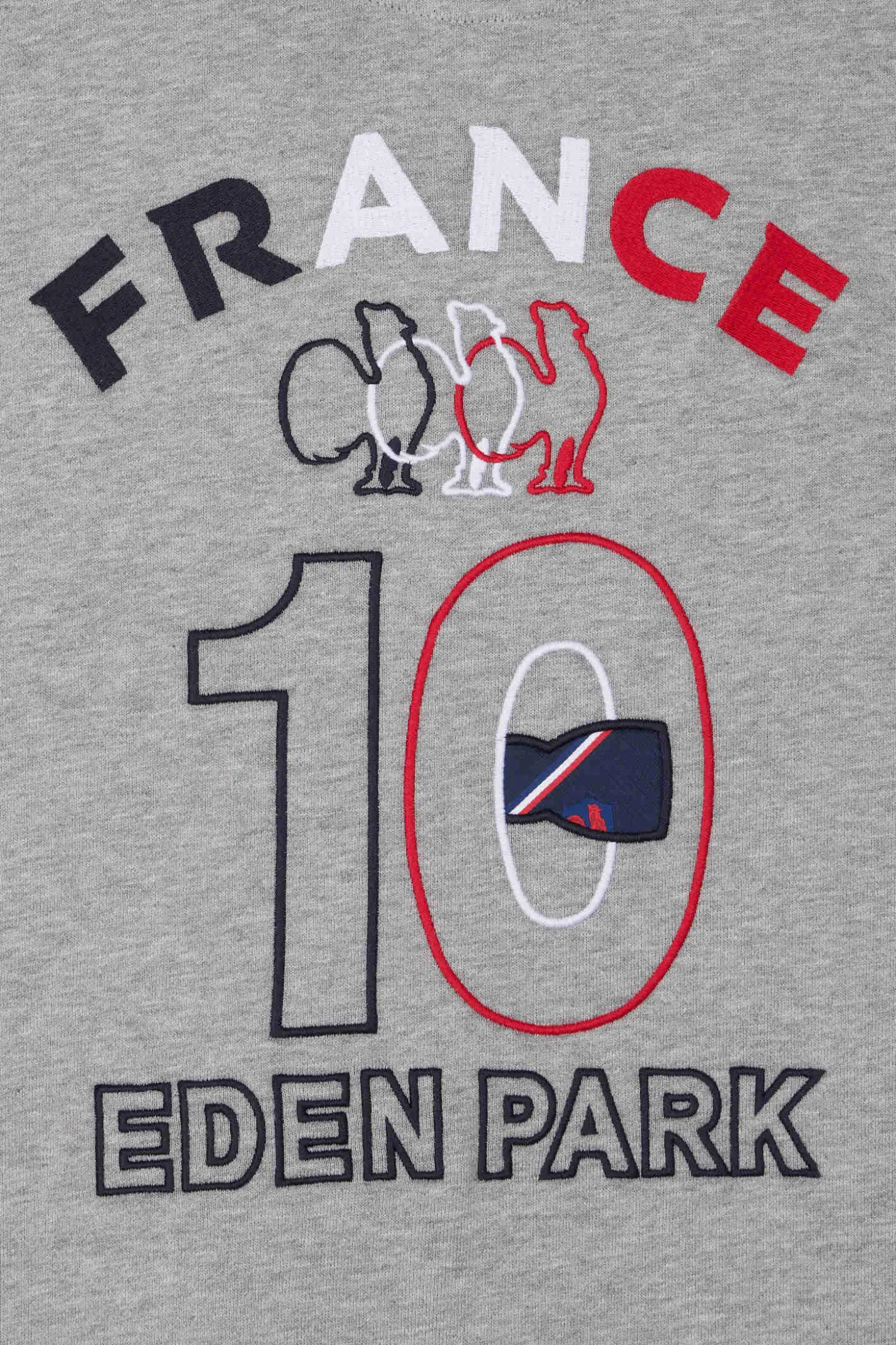 Sweatshirt col maillot en coton gris chiné broderie XV de France coupe Regular