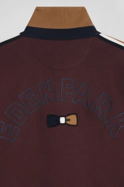 Sweatshirt col maillot en coton bordeaux coupe Relaxed