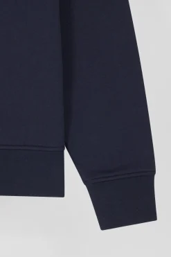 Sweatshirt col maillot en coton mélangé marine broderie dos coupe Relaxed