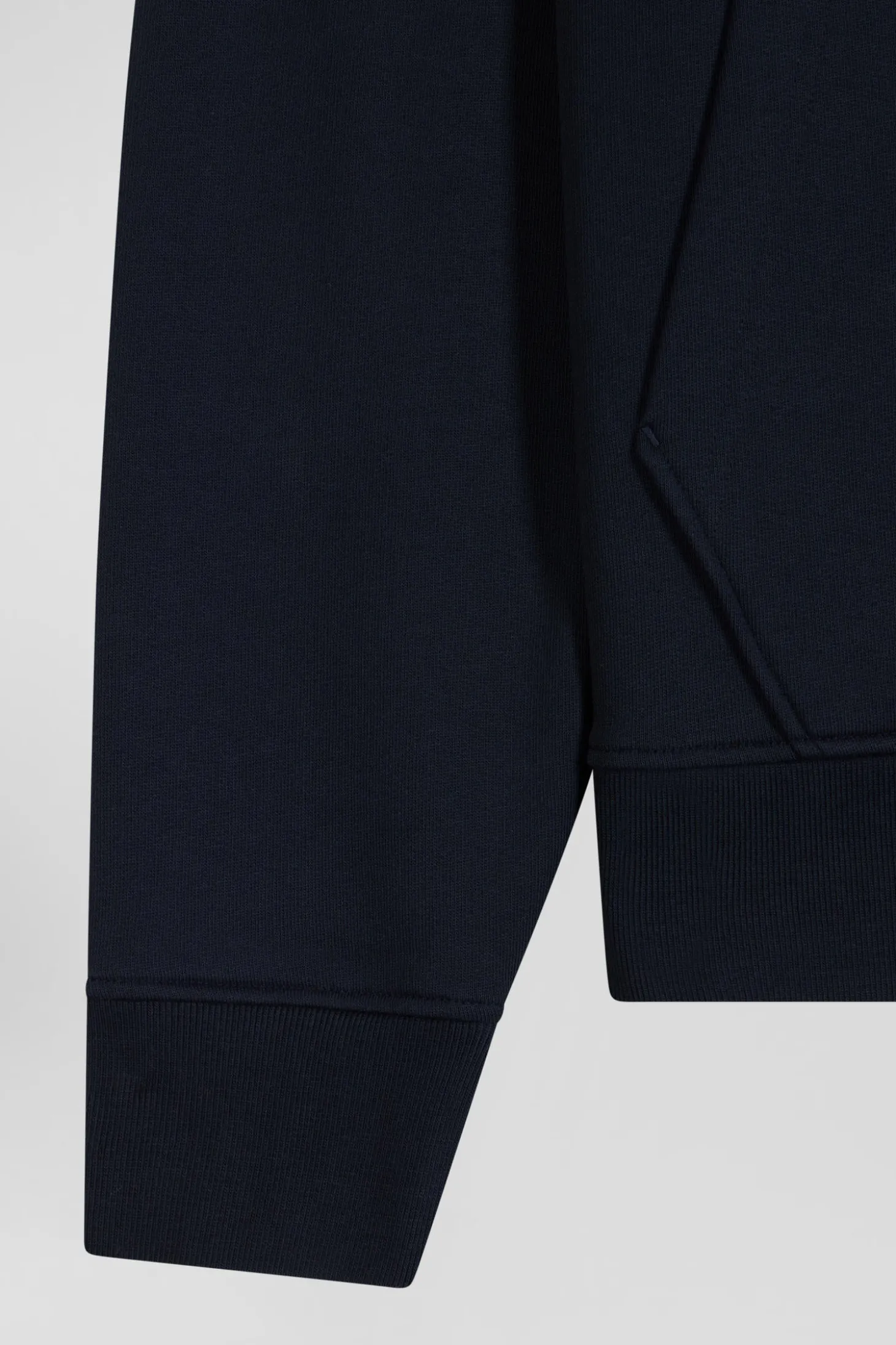 Sweatshirt col maillot en coton mélangé bleu marine coupe Relaxed application tissus carreaux
