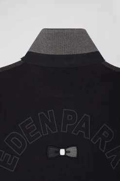 Sweatshirt col maillot en coton noir coupe Relaxed