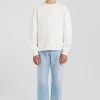 Sweatshirt col rond en coton écru coupe Oversized
