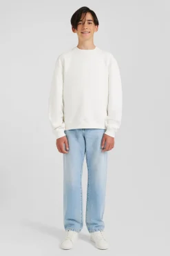 Sweatshirt col rond en coton écru coupe Oversized