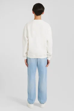 Sweatshirt col rond en coton écru coupe Oversized
