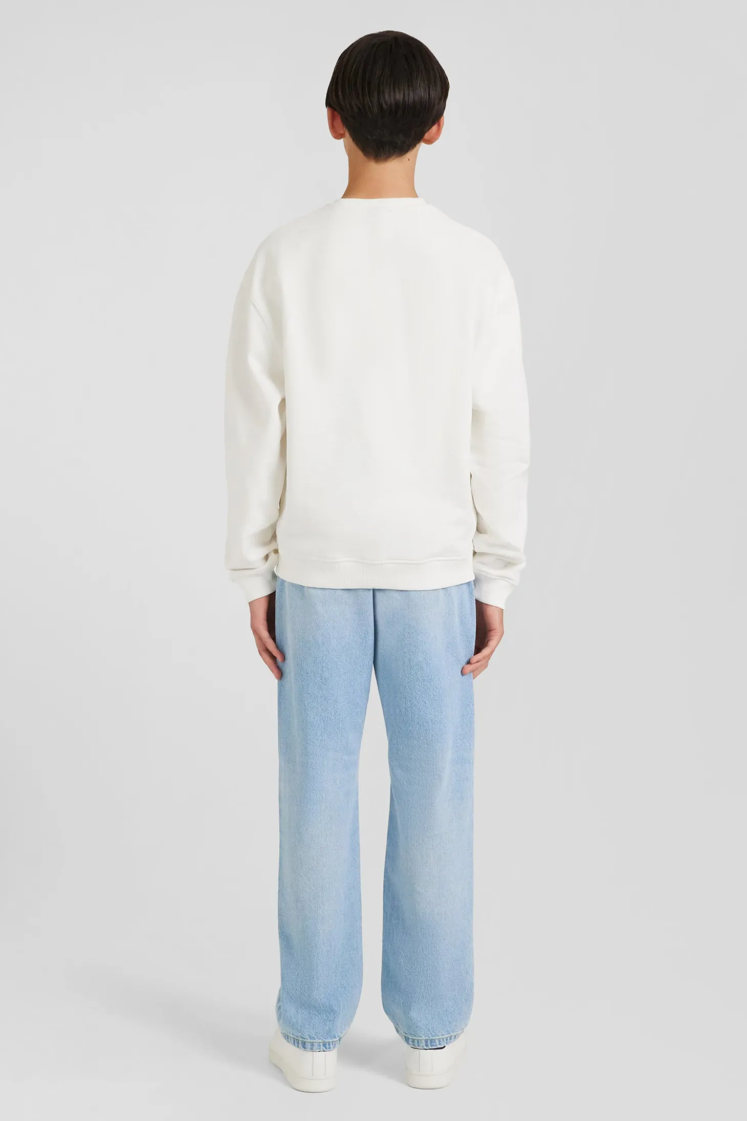 Sweatshirt col rond en coton écru coupe Oversized