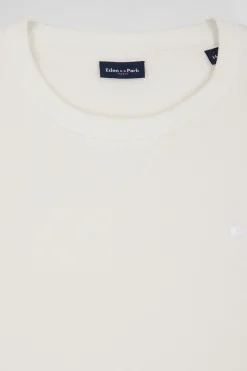Sweatshirt col rond en coton écru coupe Oversized