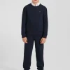Sweatshirt en coton bleu marine à col rond coupe Regular