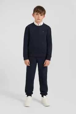 Sweatshirt en coton bleu marine à col rond coupe Regular