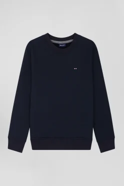 Sweatshirt en coton bleu marine à col rond coupe Regular