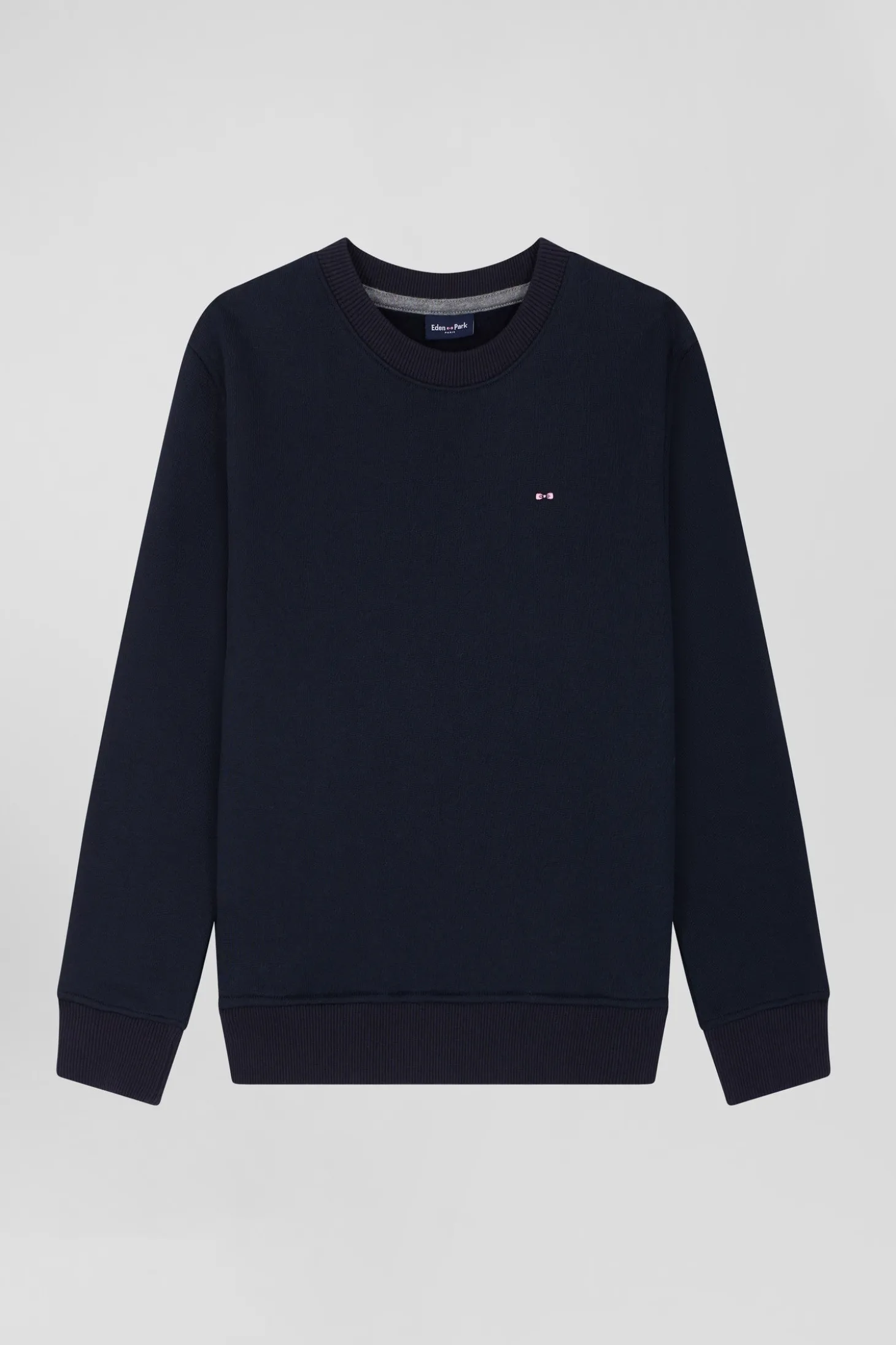 Sweatshirt en coton bleu marine à col rond coupe Regular