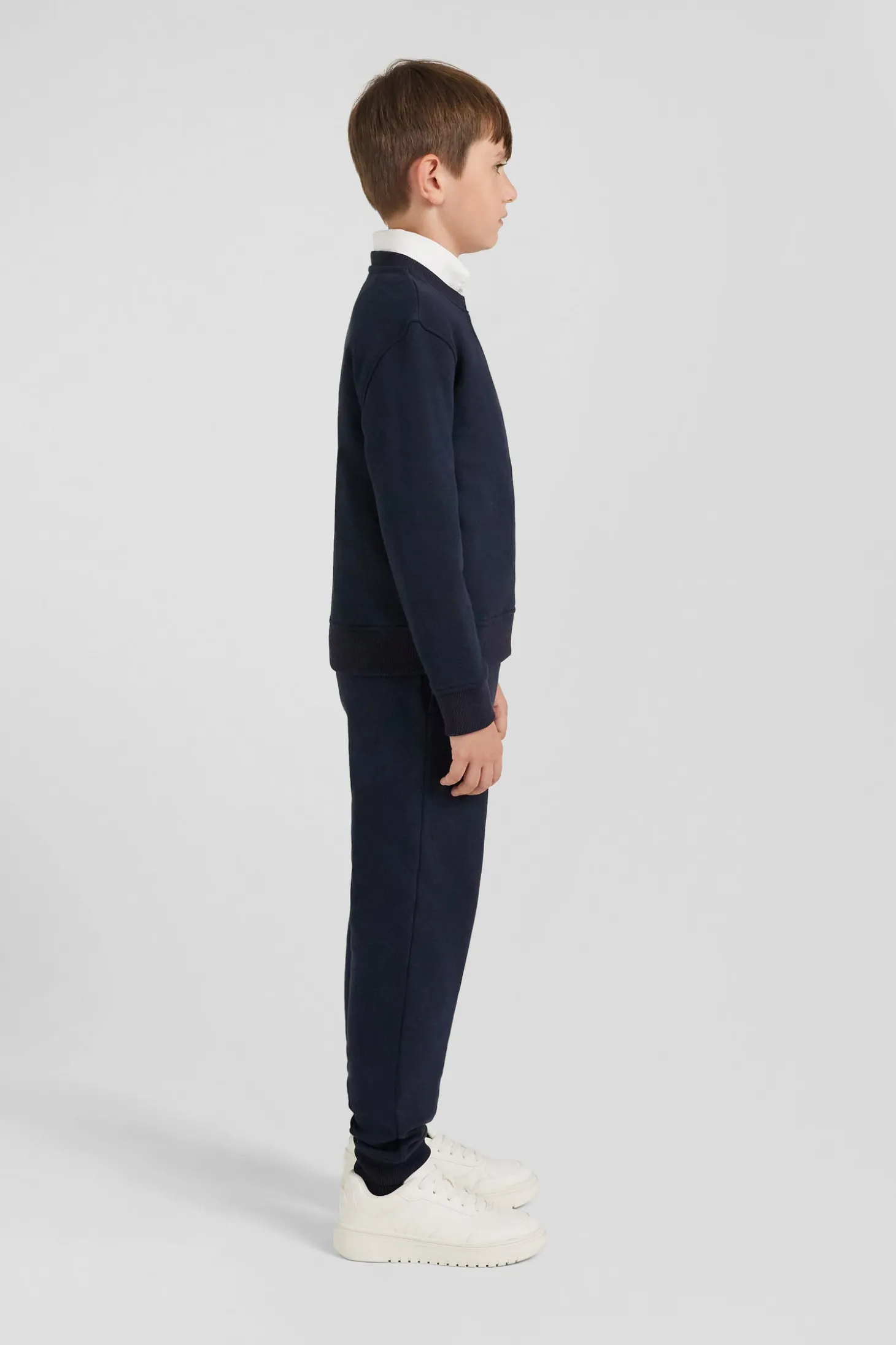 Sweatshirt en coton bleu marine à col rond coupe Regular