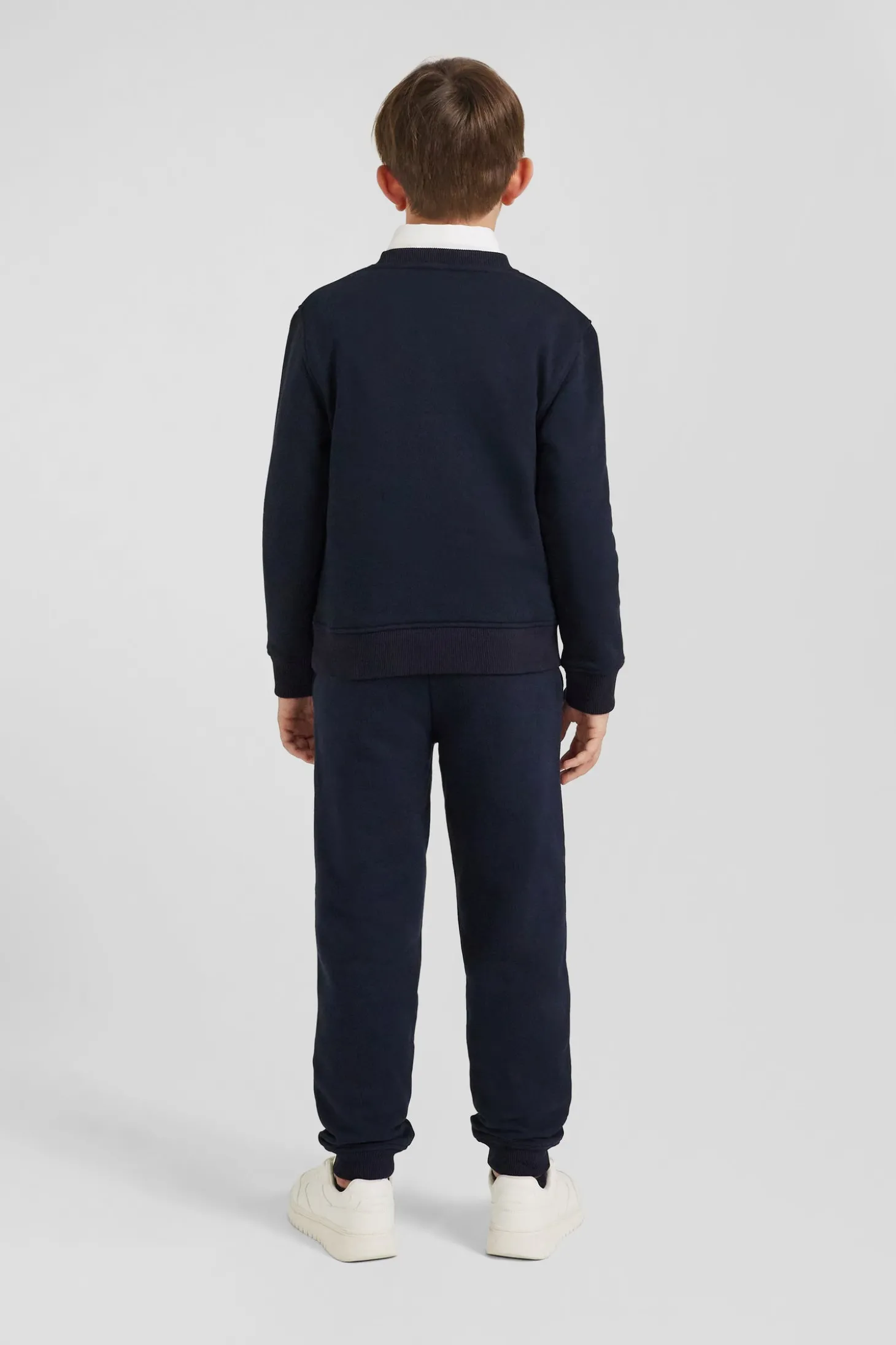 Sweatshirt en coton bleu marine à col rond coupe Regular