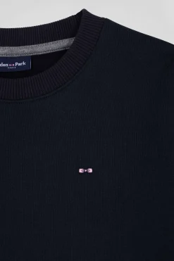 Sweatshirt en coton bleu marine à col rond coupe Regular