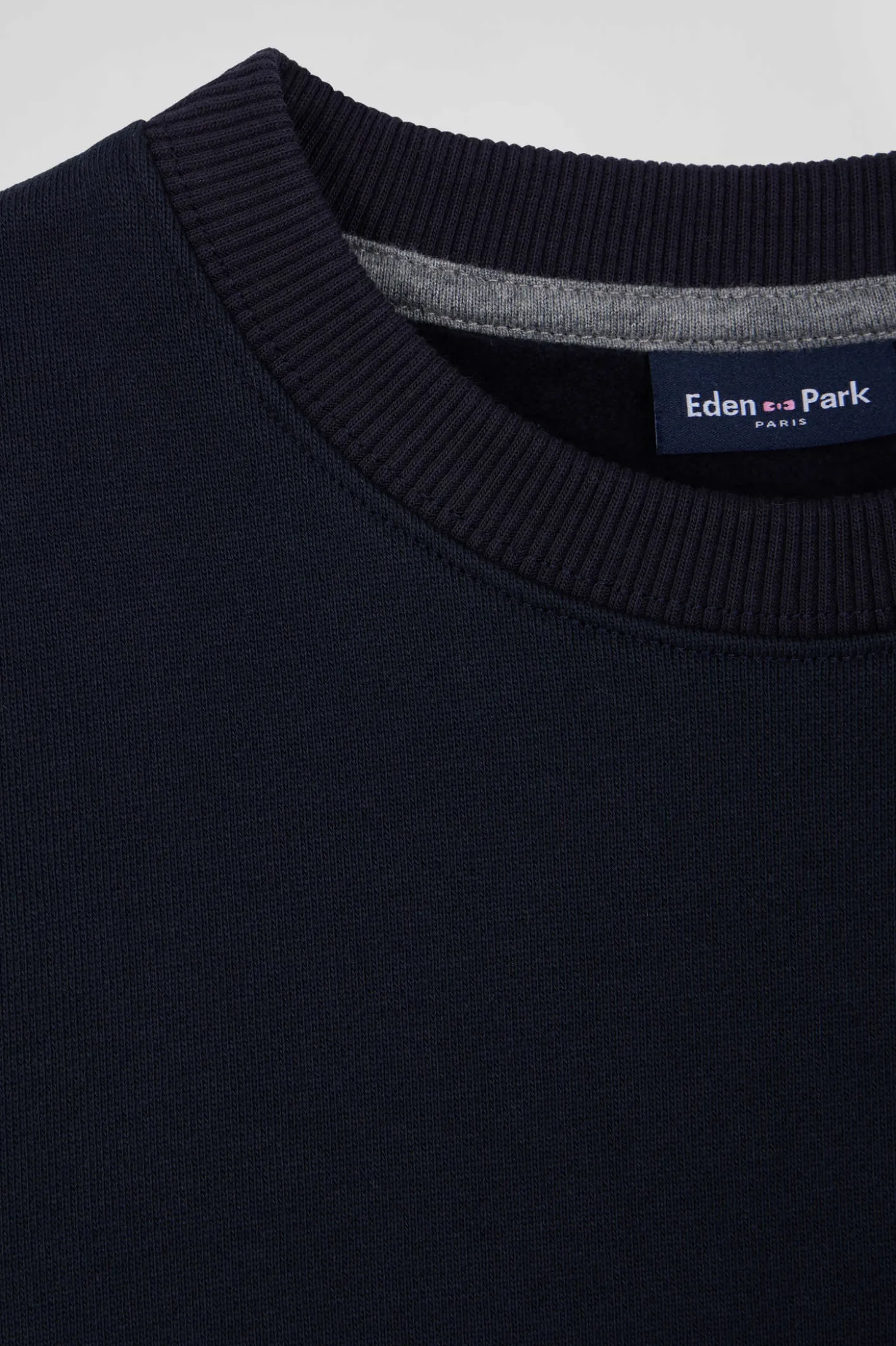 Sweatshirt en coton bleu marine à col rond coupe Regular