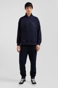 Sweatshirt en coton mélangé ciel coupe Relaxed broderie matelassée