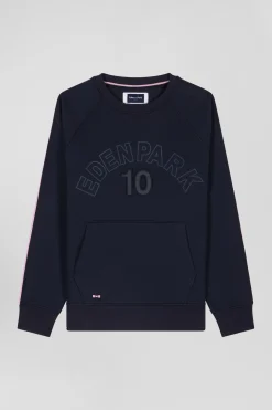 Sweatshirt en coton mélangé ciel coupe Relaxed broderie matelassée