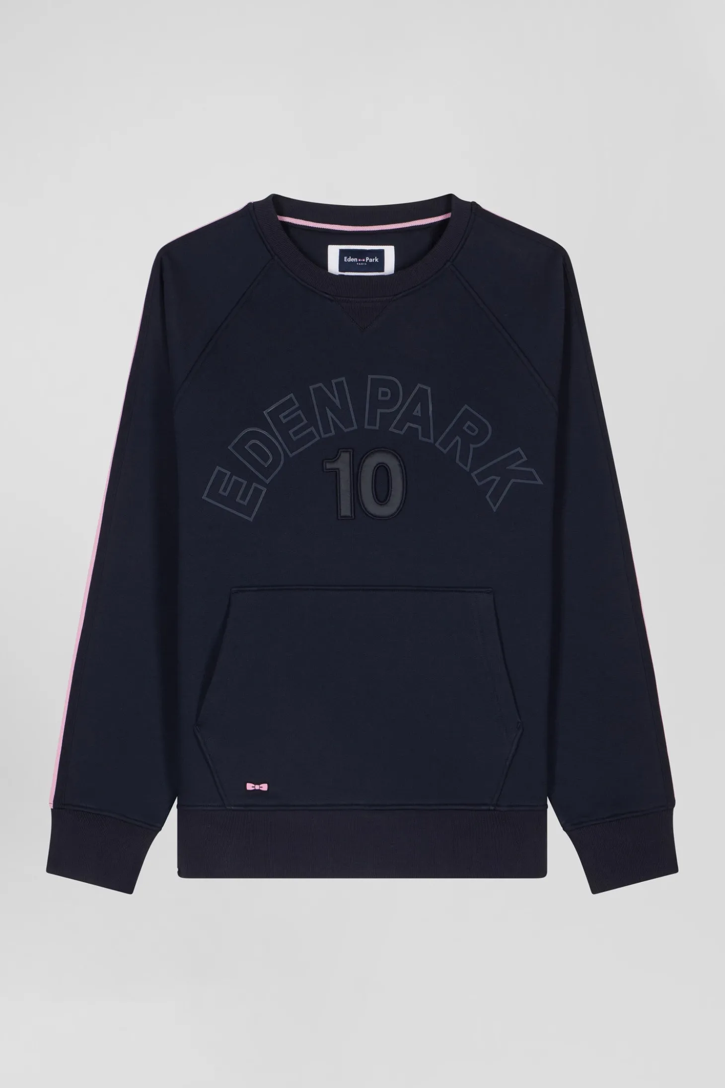 Sweatshirt en coton mélangé ciel coupe Relaxed broderie matelassée