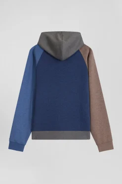 Sweatshirt en coton mélangé parmenture matelassée gris coupe Regular