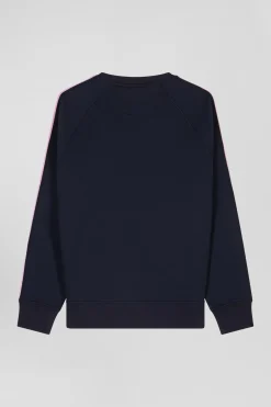Sweatshirt en coton mélangé ciel coupe Relaxed broderie matelassée