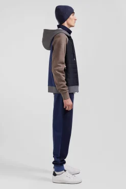 Sweatshirt en coton mélangé parmenture matelassée gris coupe Regular