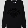 Sweatshirt en coton noir à impression velours floqué coupe Relaxed
