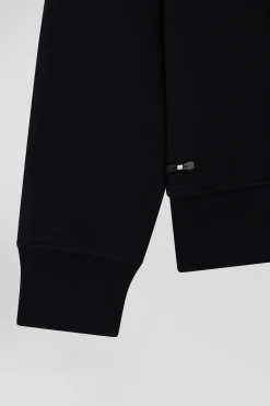 Sweatshirt en coton noir à impression velours floqué coupe Relaxed