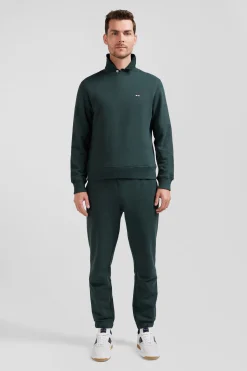 Sweatshirt en molleton coton uni vert coupe Regular