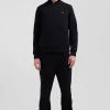 Sweatshirt en molleton coton uni noir coupe Regular