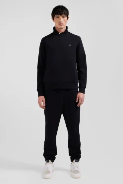 Sweatshirt en molleton coton uni noir coupe Regular