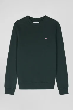 Sweatshirt en molleton coton uni vert coupe Regular