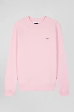 Sweatshirt en molleton coton uni rose coupe Regular