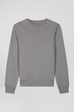 Sweatshirt en molleton coton uni gris coupe Regular