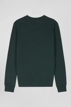 Sweatshirt en molleton coton uni vert coupe Regular