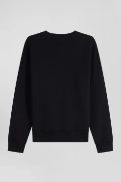 Sweatshirt en molleton coton uni noir coupe Regular
