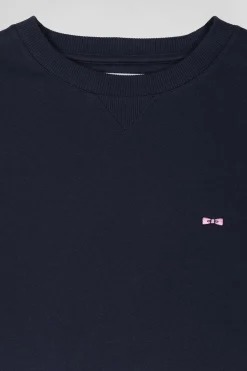 Sweatshirt en molleton coton uni bleu marine coupe Regular