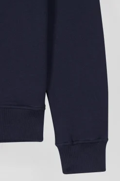 Sweatshirt en molleton coton uni bleu marine coupe Regular