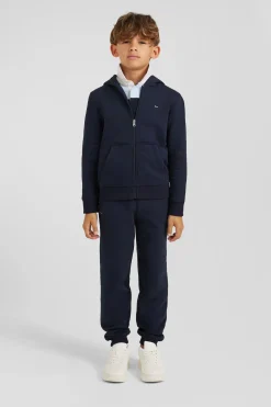 Sweatshirt zippé à capuche en coton bleu marine coupe Regular
