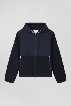 Sweatshirt zippé à capuche bleu marine coupe Regular