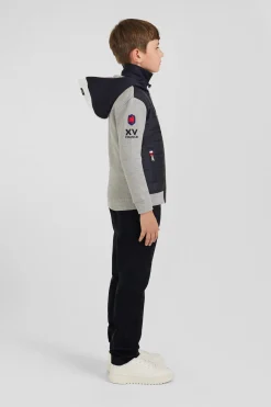 Sweatshirt zippé à capuche à parmenture matelassée bleu marine coupe Regular