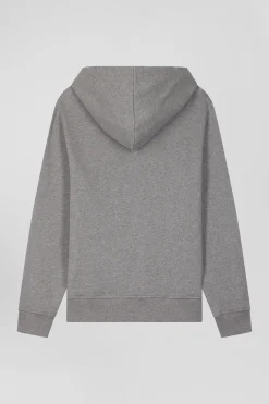 Sweatshirt zippé à capuche en molleton coton gris coupe Regular