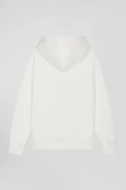 Sweatshirt zippé à capuche en molleton coton écru coupe Regular
