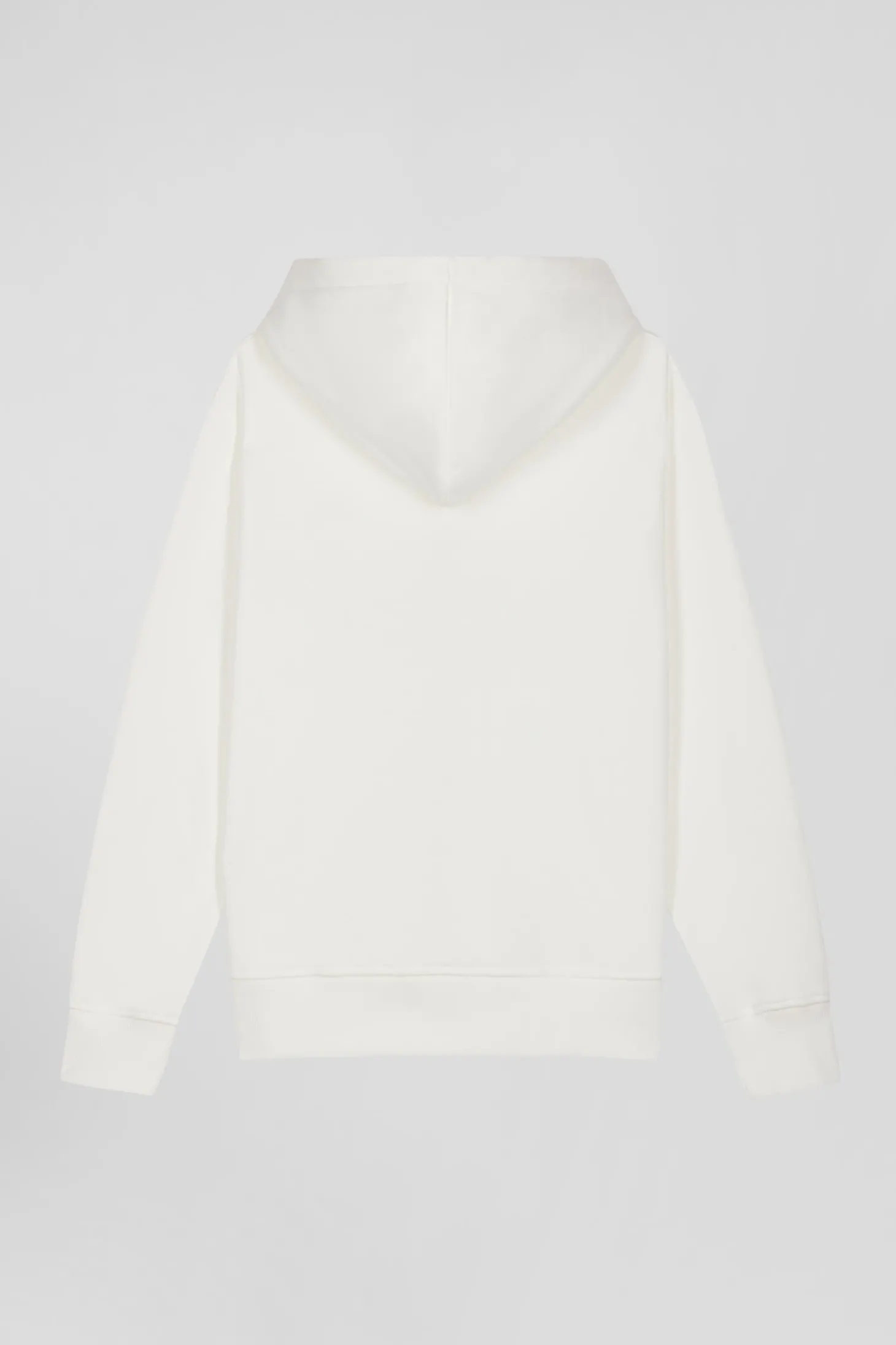 Sweatshirt zippé à capuche en molleton coton écru coupe Regular