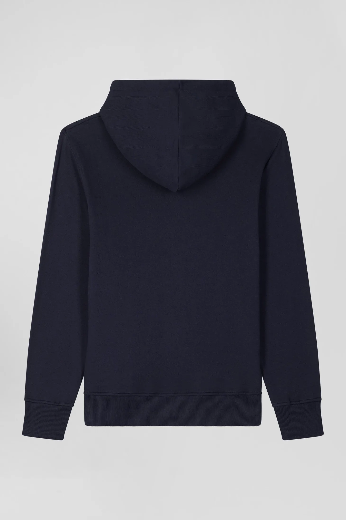 Sweatshirt zippé à capuche en molleton coton bleu marine coupe Regular
